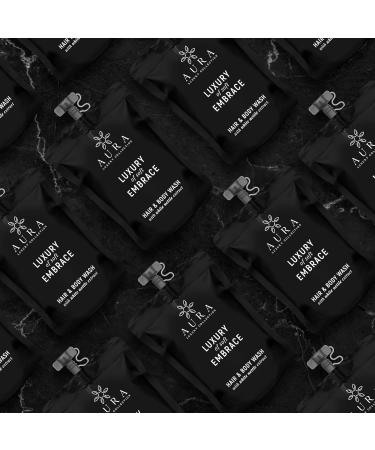  AURA LUXURY COLLECTION Black Edition 200 x 30ml Shower Shampoo Bags with Cap with Organic White Nettle Extracts - Bathroom Courtesy Kit for Hotel & B & B - Buy Online on GoSupps.com