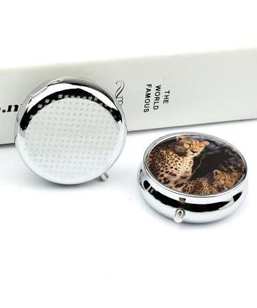 Wild Animal Leopard Pill Box - Stylish 3 Compartment Travel Case for Vitamins Medications & Supplements | Mini Metal Organizer for Purse & Pocket - Buy Online on GoSupps.com