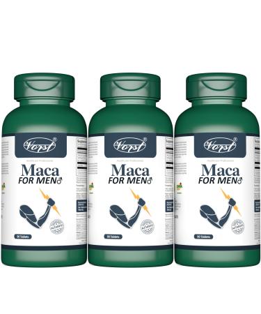 VORST Maca for Men 3 X 90 Vegan Tablets | Black Peruvian Maca Root Supplement | 3 Bottles 270 count (Pack of 1)
