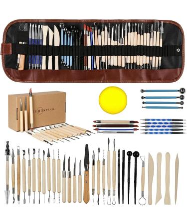 TEMONTIAN Pottery Clay Sculpting Tools 44Pcs Double Sided Set with Carrying Case - Ideal for Beginners and Professionals | Ceramic Clay Carving Tool Kit (RED) - Buy Online on GoSupps.com