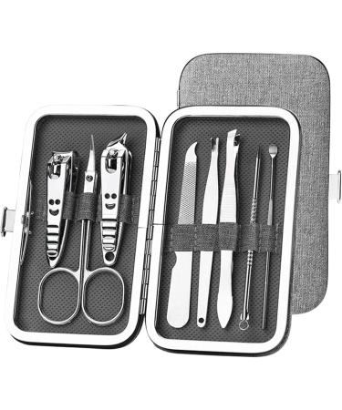 Nail Clippers Set 8 Pieces Set Kit Ergonomic Precise Versatile for Home and Salon Use Nail Care Essentials Manicure Trending Nail Care kit(Ash) - Buy Online on GoSupps.com