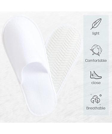 AhFulife Spa Slippers for Hotel & Travel - 10 Pairs of Closed-Toe White Slippers for Men & Women (Size 8-9.5 US) - Buy Online on GoSupps.com