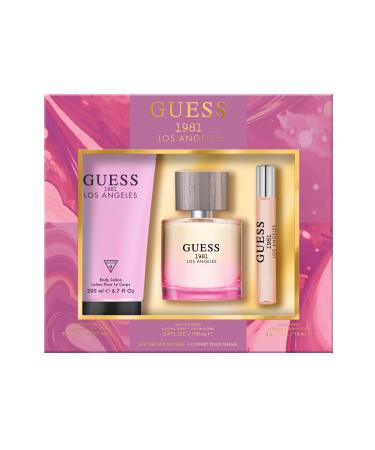 GUESS 1981 Los Angeles Women/Femme Eau de Toilette 3 Piece Gift Set - Perfume Spray 3.4 Fl. Oz. Travel Spray 0.5 Fl. Oz. & Body Lotion 6.7 Fl. Oz.