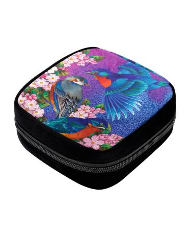 GIAPB Period Bag Sanitary Napkin Storage Bag Pad Holder for Period Makeup Pouch Spring Summer Blue Bird Color5015