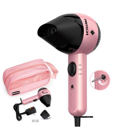Dual Voltage Hair Dryer Travel Mini Hair Dryer Lightweight Quiet Compact Blow Dryer with Concentrator 1000W Hairdryer with European Plug Travel Size Bag for Women Kids International Travel