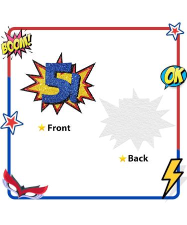 Supper Boy 5th Birthday Cake Topper Blue Glitter Superhero Five Years Old Birthday Cake Topper Comic Superhero 5 Cake Topper for Boy Hero Themed 5th Birthday Party Decoration - Buy Online on GoSupps.com