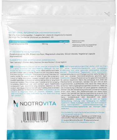 Phosphatidylserine 120 Capsules - Vegan Stress Relief & Memory Support | Cortisol Blocker | Nootrovita - Buy Online on GoSupps.com