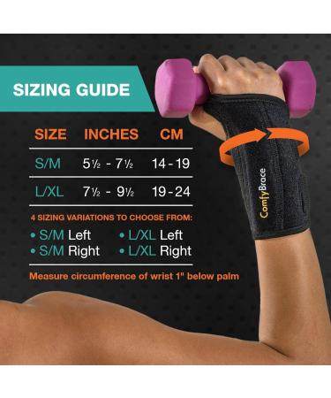 ComfyBrace Copper Infused Wrist Brace - Support for Carpal Tunnel Arthritis & Tendonitis | Left Hand Small/Medium | Men & Women - Buy Online on GoSupps.com