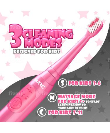 LEMARC USA Supersonic Kids Electric Toothbrush | 8 Dupont Brush Heads | USB Rechargeable | Vibration Speed Control | Massage Mode | 2 Min Timer | Waterproof | Age 3+ (Pink) - Buy Online on GoSupps.com