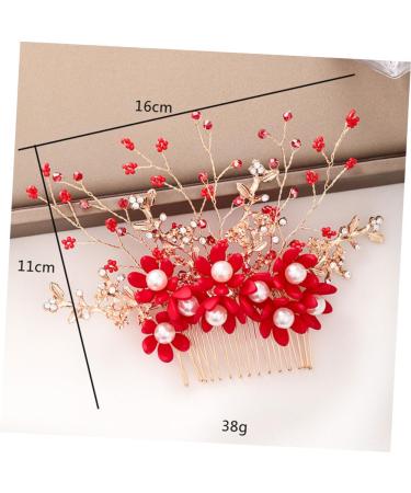 MAGICLULU Hair Headwear Bridal Side Combs Rhinestone Bridal Comb Birde Headdress Wedding Side Comb Wedding Hair Clip Floral Bridal Clip Crystal Hair Comb Hanfu Hair Accessories Red Women's - Buy Online on GoSupps.com