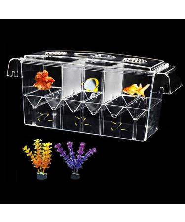 Tfwadmx Fish Breeding Box, Aquarium Breeder Box Fish Baby Hatchery Incubator Isolation with Artificial Plant