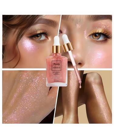 Hydrating Shimmer Body Oil | Rose Gold Liquid Luminizer | Long Lasting Body Highlighter & Glow Makeup for Women | Non-Sticky Glitter 30ML - Buy Online on GoSupps.com