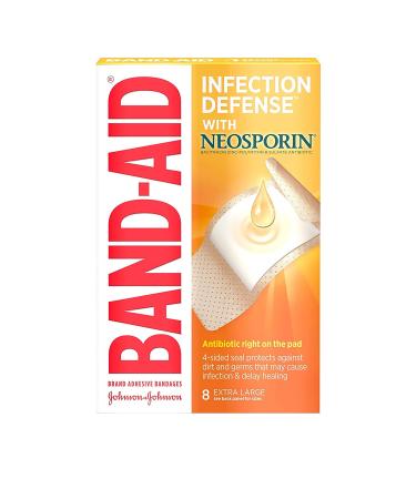 B-A Antibiotic XL Aos Size 8ct Band-Aid Extra Large Plus Antibiotic