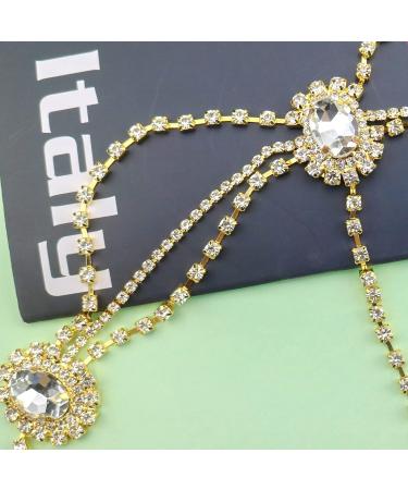 Women Rhinestone Head Chain Boho Crystal Headpiece Rose Gold Wedding Hair Accessory Gift for Her Party Headpiece for Bride Bridesmaid Girls (Gold) - Buy Online on GoSupps.com