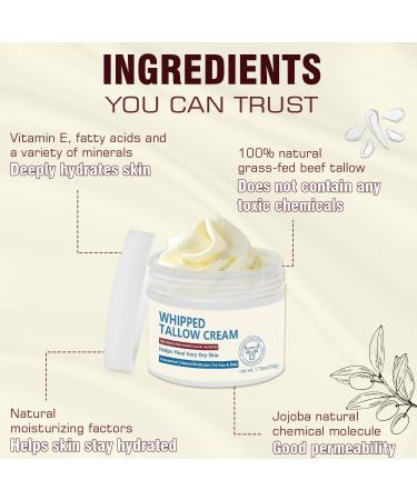 Beef Tallow Beef Tallow Skincare Cream Beef Tallow Face Moisturiser 100% Grass Fed Beef Tallow for Skin Care - Natural Handmade Lotion Whipped Beef Tallow Cream for Face & Body Sensitive Skin - Care for Sensitive Skin - Buy Online on GoSupps.com