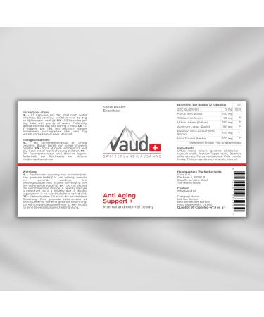  Vaud VAUD Anti-aging Capsules for Skin Hair and Nails - Anti-Wrinkle - 90 Capsules - Highly concentrated with Fucus Vesiculosus Viola Tricolore and Zinc - Natural - Laboratory tested - Made in - Buy Online on GoSupps.com