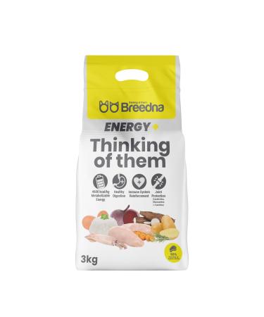 BREEDNA - Energy+ 3kg | Turkey and Chicken Adult Dog Food | Ideal for Extreme Activities, Mushing, Agility | Source of Energy and Vitamins
