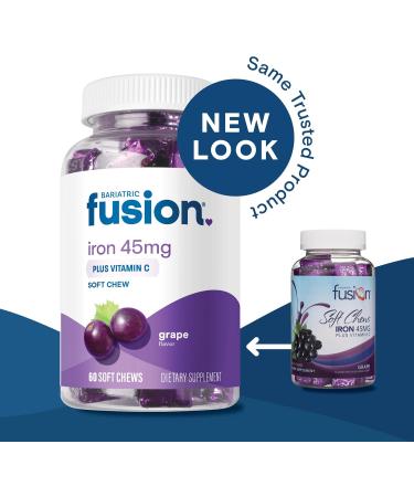 Bariatric Fusion Iron Soft Chew with Vitamin C | Grape Flavored Iron Supplement for Bariatric Patients | 60 Count Chewy Vitamins for Gastric Bypass & Sleeve Gastrectomy | 2 Month Supply - Buy Online on GoSupps.com