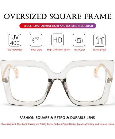 AIEYEZO Oversized Blue Light Glasses for Women | Anti-Fatigue & Headache Relief | Clear Grey Eyeglasses 52mm - Shop Now - Buy Online on GoSupps.com