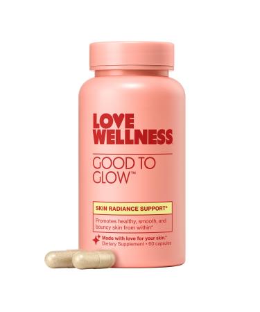Love Wellness Good to Glow | Collagen Supplement with Biotin Vitamin C E Ashwagandha & Zinc | Promotes Smooth Glowing & Clear Skin | Enhances Smoothness & Promotes Healthy Skin | 60 Count