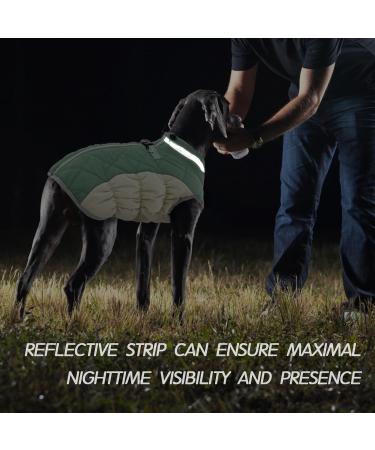 Kuoser Warmth Dog Coat - Windproof Reflective Jacket for Small & Large Dogs | Winter Dog Coat with Zipper in Green - Buy Online on GoSupps.com