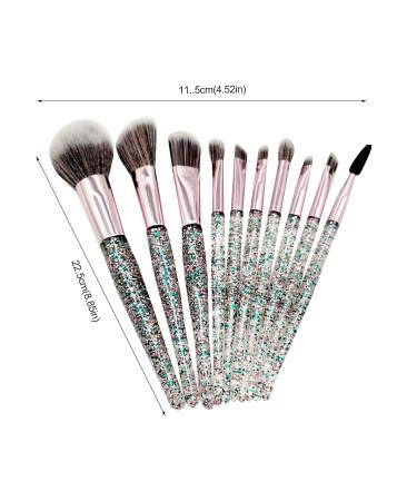 10PC Portable Makeup Brush Set - Eye Shadow & Foundation Brushes - Pink & Green - Perfect for Travel - Buy Online on GoSupps.com