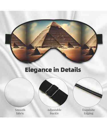 Unisex Adjustable Blackout Eye Mask - Pyramids of Khufu Design for Home Travel Yoga & Naps - Buy Online on GoSupps.com