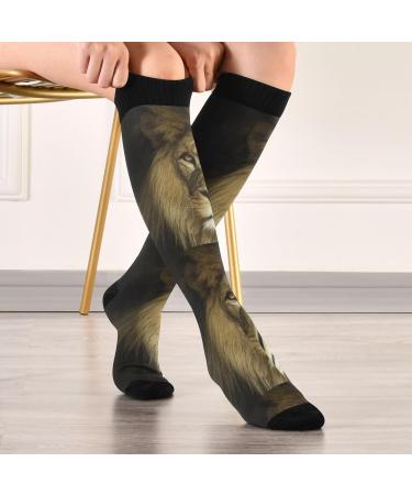 Haskirky High Elasticity Compression Socks - Lion Portrait Design | Relieve Fatigue | Ideal for Travel, Running & Daily Wear | Adult Universal Size (1 Pair) - Buy Online on GoSupps.com