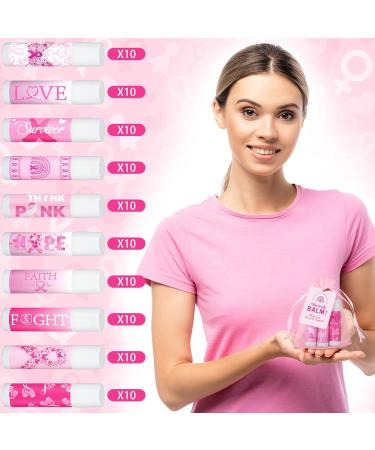 100 Pink Ribbon Breast Cancer Awareness Gift Sets - Bulk Lip Balms Organza Bags & Tags for Charity Events - Buy Online on GoSupps.com