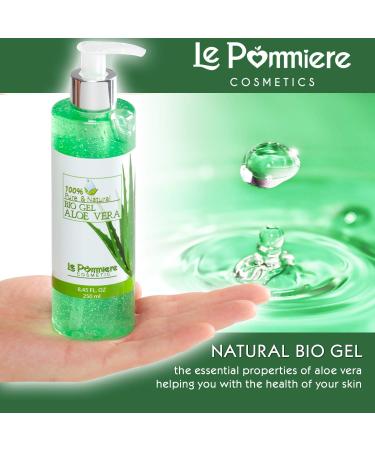 Le Pommiere Bio Gel Aloe Vera 250ml - 100% Pure Natural Moisture Cream for Sunburn Repair Soothing Shaved Skin & Insect Bites - Ideal for Face & Body - Buy Online on GoSupps.com