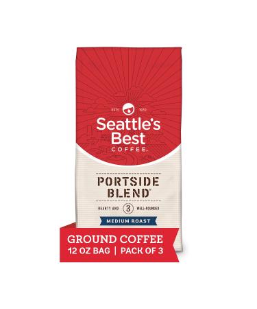 Seattle's Best Coffee Portside Blend Medium Roast Ground Coffee | 12 Ounce Bags (Pack of 3) Portside blend 12 Ounce (Pack of 3)
