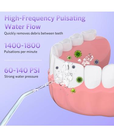 BESTEK Cordless Water Dental Flosser - Portable Oral Irrigator for Teeth Gums & Braces Care 4 Jet Tips Rechargeable & IPX7 Waterproof - Violet - Buy Online on GoSupps.com