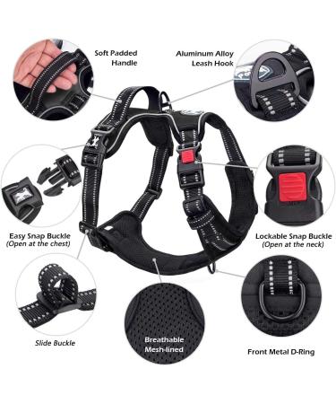 PoyPet No Pull Dog Harness | Reflective Adjustable Vest for Small Dogs | Easy Control Handle | Black - Buy Online on GoSupps.com