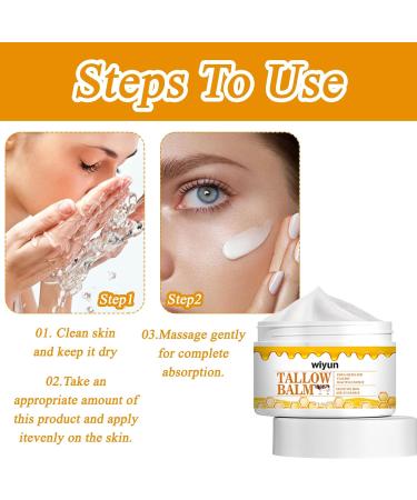 Beef Tallow Balm 3 Bottles Beef Tallow Cream Beef Tallow Skin Care Beef Tallow Cream for Skin Care Whipped Face and Body Moisturizer for All Skin Types - Buy Online on GoSupps.com