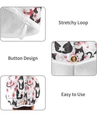 Cherry Blossom Cat Hair Towel 2 Pack | Super Absorbent Quick Dry Hair Turbans for Women & Girls | Best Hair Drying Towels - Buy Online on GoSupps.com