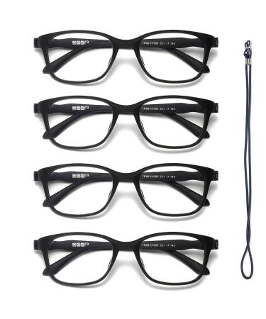 Hubeye 4 Pack round reading glasses Black frame Ultralight TR90 Material Fashionable Anti Blue light reading aid for women men 3.00 4 Black Round 3.0 Dioptries