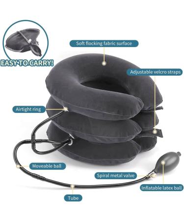 Cervical Traction Device Adjustable Inflatable Neck Brace with Removable Air Pump Neck Stretcher for Instant Pain Relief - Buy Online on GoSupps.com