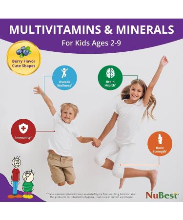 NuBest Tall Kids Chewable Multivitamins - Supports Healthy Growth, Immunity & Bone Strength - Ages 4-9 - 60 Animal Shape Tablets - 2 Pack | 2 Months Supply - Buy Online on GoSupps.com