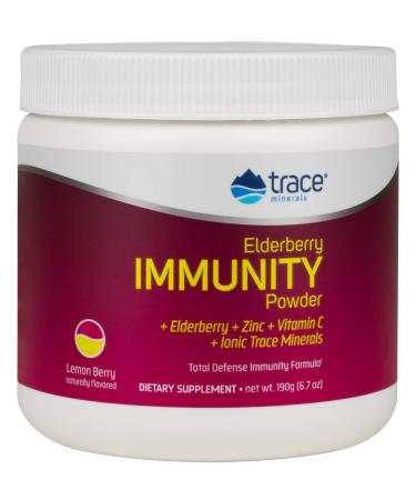 Trace Minerals Research Elderberry Immunity Powder Lemon Berry  6.7 oz (190 g)