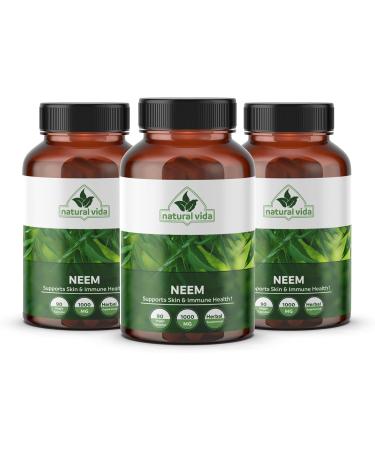 Neem Herbal Supplement 1000mg - 90 Capsules - Supports Skin Immune & Liver Health Detox Vegan Capsules Gluten-Free (1) - Buy Online on GoSupps.com