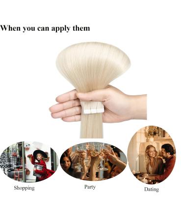 Rich Choices Tape Extensions - Real Hair 10 Pieces 20g 35cm Remy Hair - #70 White Bleach for Seamless Volume - Buy Online on GoSupps.com