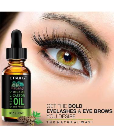 Organic Castor Oil for Hair Growth, Eyebrows, Eyelashes, Nails & Skin - Cold Pressed, 30ml with 5 Sets of Brushes - Buy Online on GoSupps.com