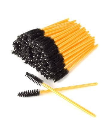 AIBAOBAO 100Pcs Mascara Wands Disposable Eyelash Brushes Black-Gold Crystal Eyelash Brush Eyebrow Brush Spoolie Eyelash Eye Brow Spoolie Castor Oil Brush Mascara Wands Cosmetic Makeup Tools