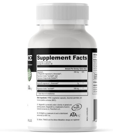 Magnesium L-Threonate + Mag Acetyl-Taurate (ATA Mag) + Mag Glycinate | Promotes Cognitive Well-Being Enhanced Memory Mental Clarity and Overall Brain Function | 120 Capsules - Buy Online on GoSupps.com