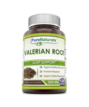 Pure Naturals Valerian Root 500 mg, Capsules - Supports Healthy Sleep Cycles (120 Count) 120 Count (Pack of 1)