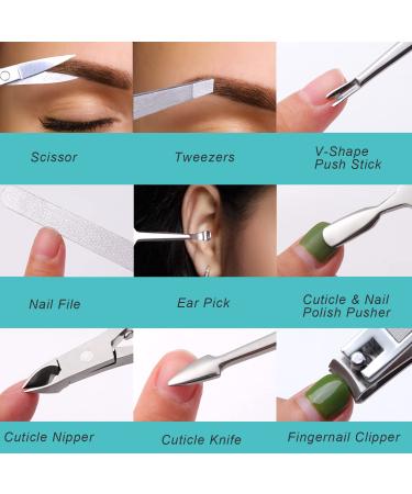 Familife Professional Manicure Set - Stainless Steel Nail Clippers & Grooming Kit | Peacock Blue Leather Travel Case - Perfect Gift for Men & Women - Buy Online on GoSupps.com