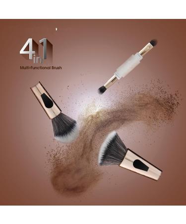 4 in 1 Travel Makeup Brush Set | Foundation Powder Eyeshadow & Flat Brush - Soft Bristles for Women | International Shipping Available - Buy Online on GoSupps.com