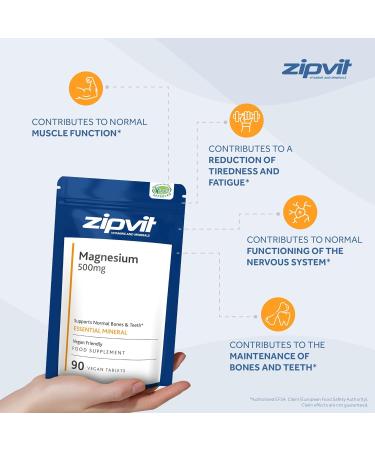 High Strength Magnesium 500mg Supplement - 90 Vegan Tablets | 3 Months Supply | Reduce Fatigue & Tiredness - Buy Online on GoSupps.com