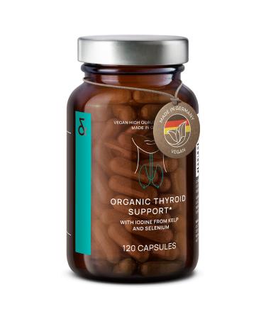 Organic Thyroid Iodine with Organic Selenium - Food Supplement Thyroid - 150 µg per Iodine Capsules + 55 µg Selenium - Based on Kelp Algae and Natural Selenium - 120 Iodine Capsules - Vegan