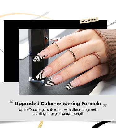 Modelones Gel Polish Nail Art Gel Liner Set - 4 Colors Classic White Black Silver Gold Glitter | French Tip Swirl Nails Design | Soak Off Thin Brush Gel Nail Art Supplies Kit | A-4 Colors Kit - Buy Online on GoSupps.com